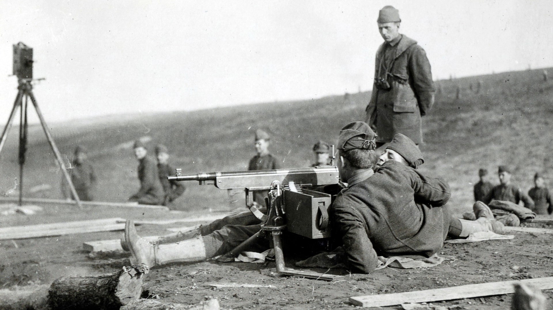 11)	Training the Doughboys: M1895 gunners train at Camp Upton, N.Y. on Long Island during early 1918.