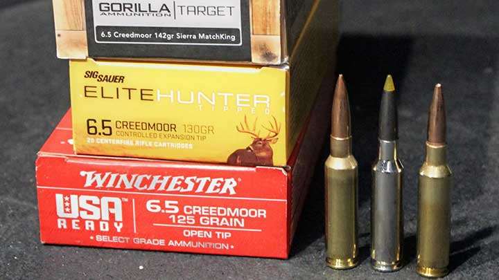 The three brands of ammunition used in testing the Howa 1500 build.
