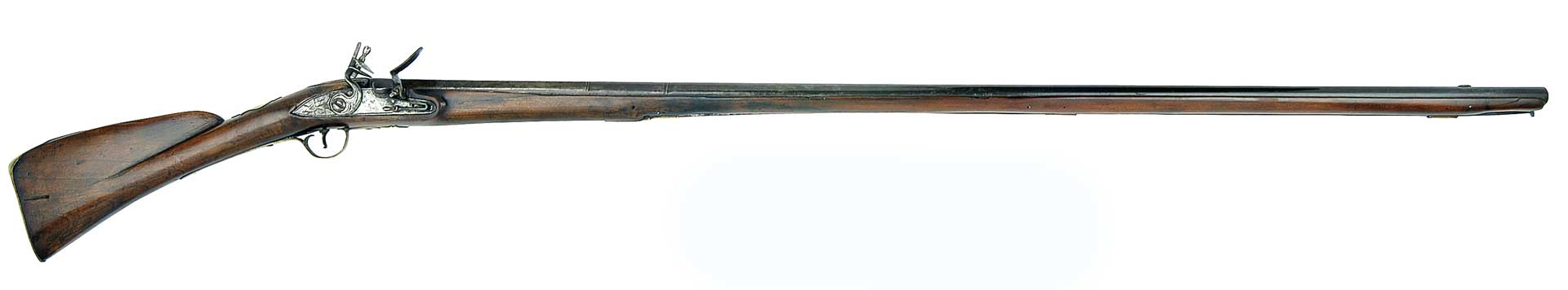 right side colonial era gun brown wood steel