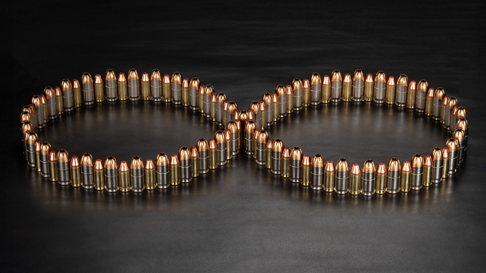 ammo on table in shape of infinite loop