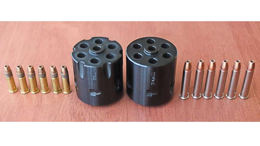 row of rimfire ammunition cylinder revolver parts ammo