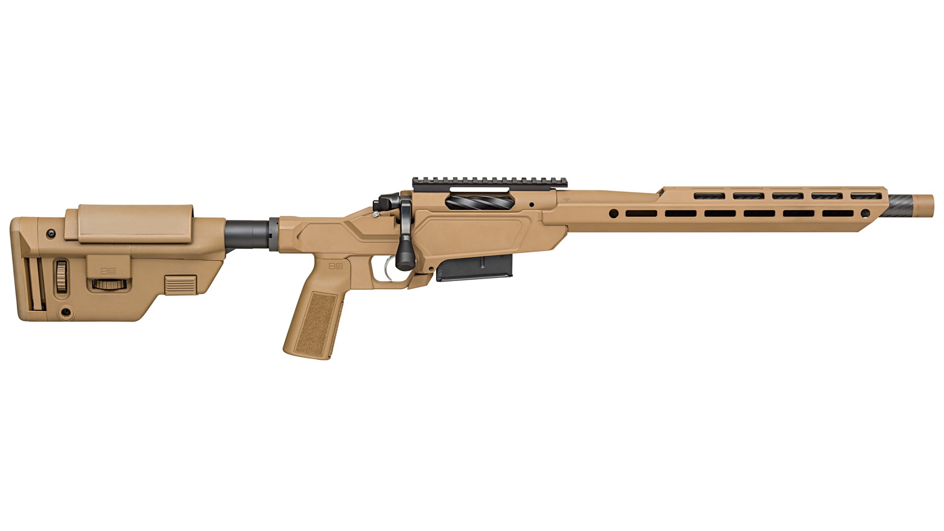 Springfield Armory 2020 Heatseeker bolt-action rifle brown Coyote Brown color right-side view chassis rifle with adjustable stock
