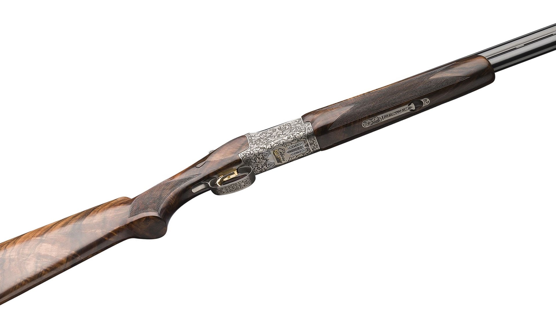 Browning Citori over-under shotgun 50th Anniversary engraving gold inlay