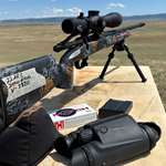 Long-range shooting from bench with binoculars