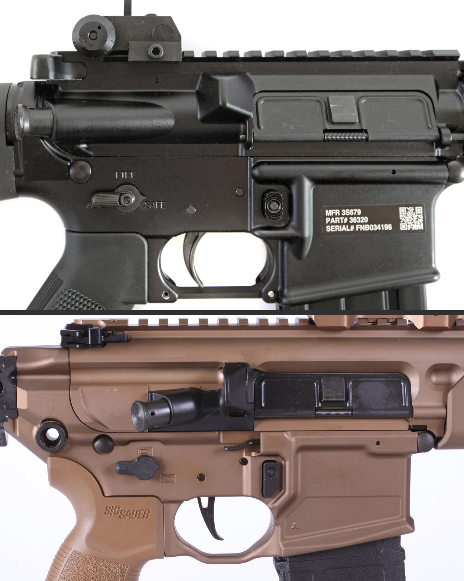 sig rifles receiver comparison two guns