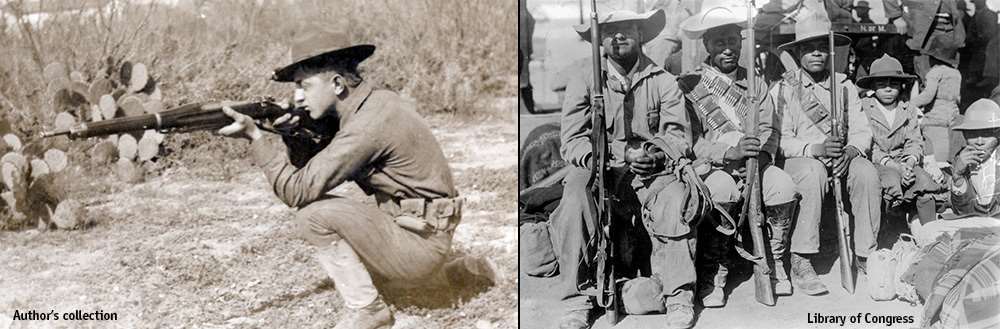 M1903 Springfield rifle, Model 1902 Mexican Mauser and Model 1894 Winchester lever-action