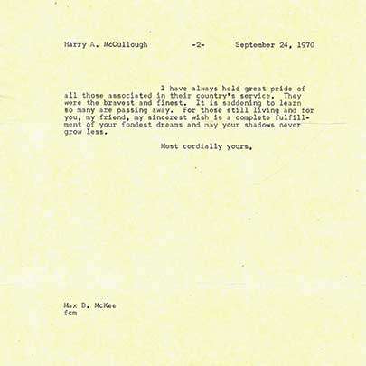 The second page of Capt. McKee&#x27;s response letter to Pvt. McCullough.