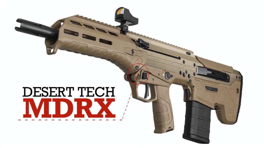 Desert Tech MDRX rifle dynamic view brown plastic