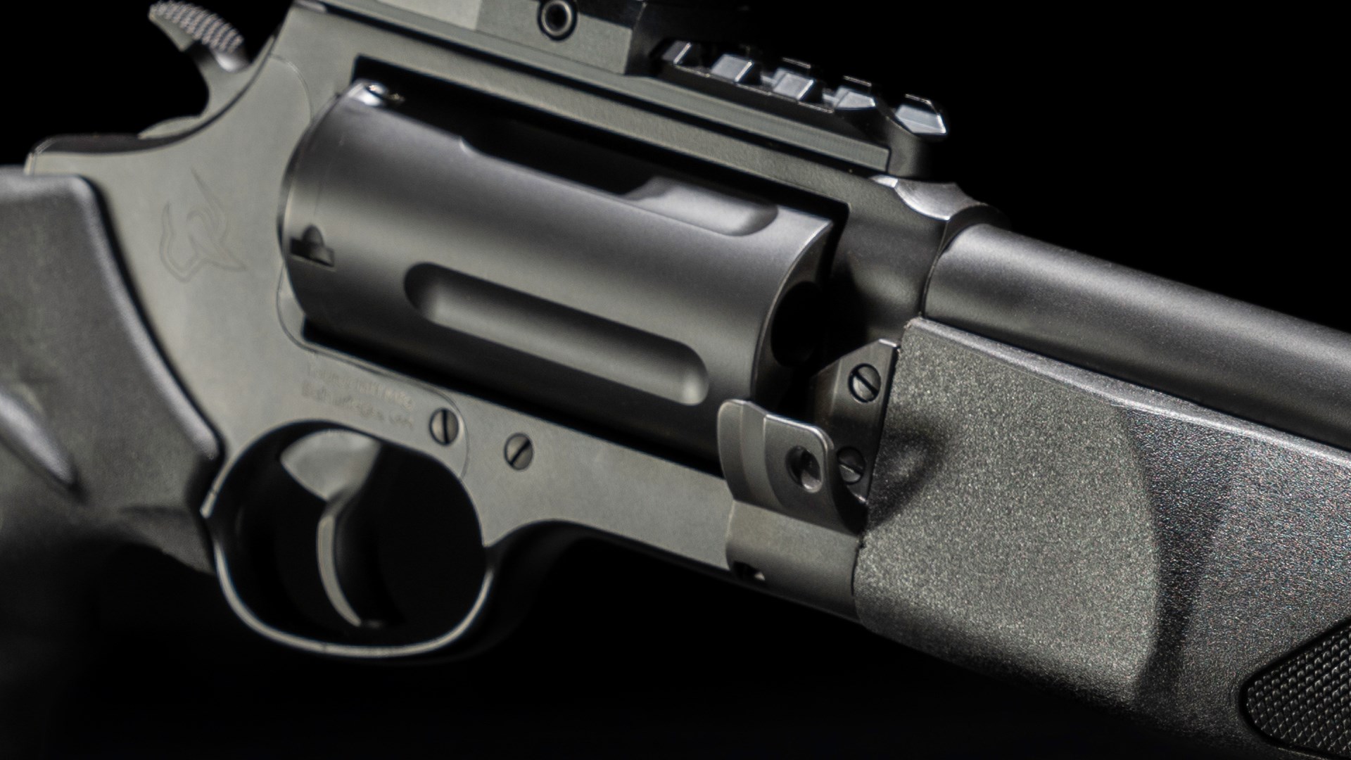 Right-side look at the cylinder and blast shield on the Taurus Judge Home Defender.