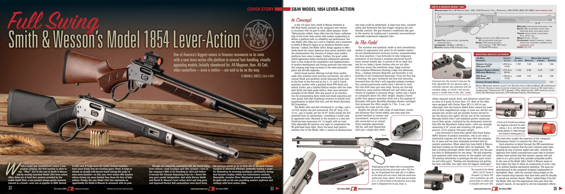 Magazine spread for Smith & Wesson Model 1854 lever-action gun review