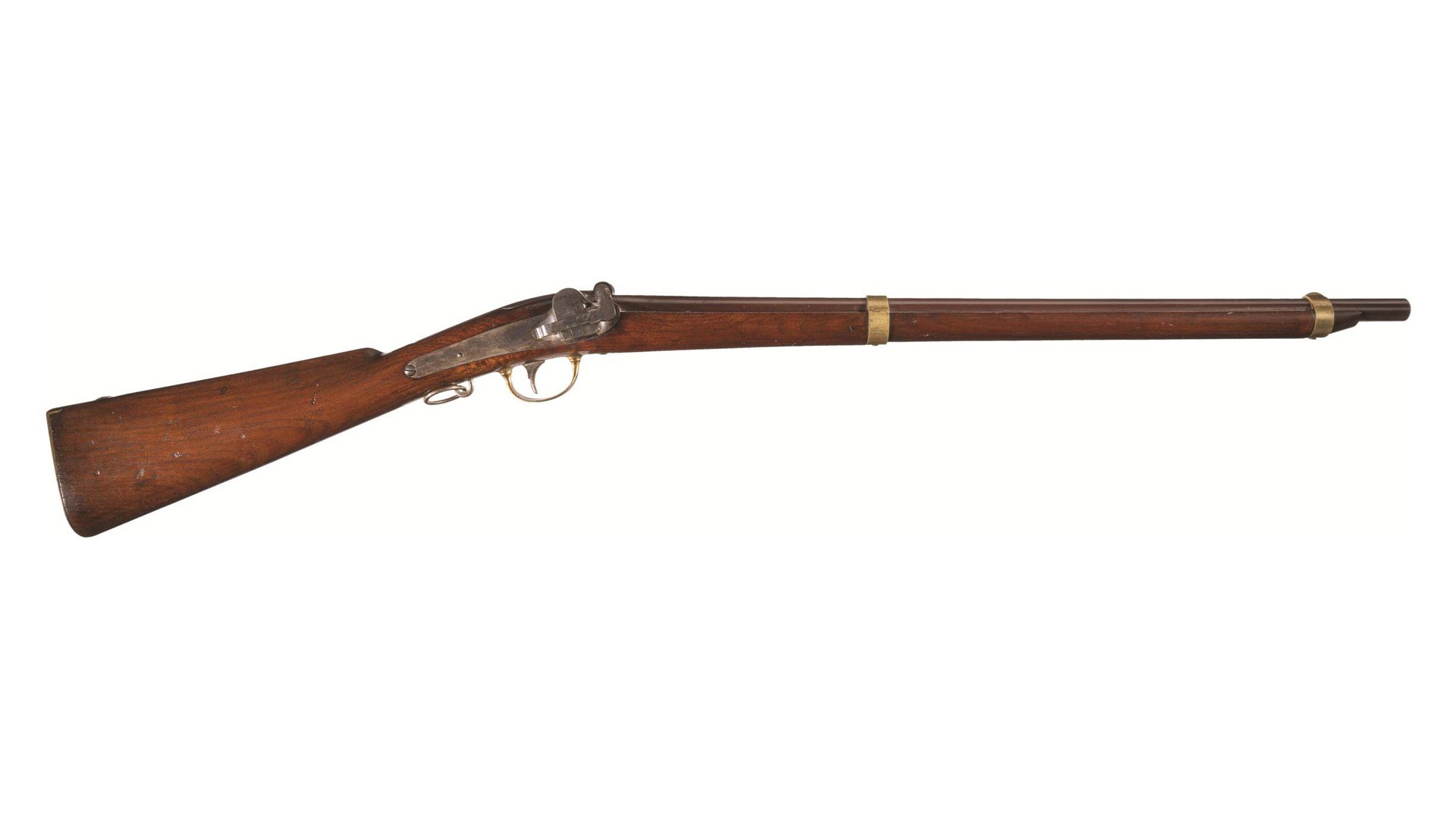 William Jenks breechloading carbine right view wood stock brass bands