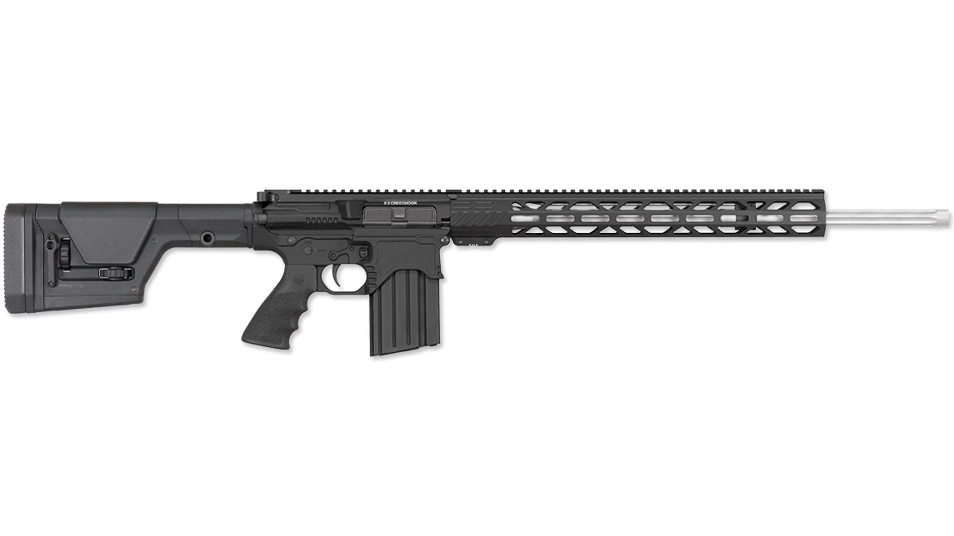 Right side of the Rock River Arms BT3 Predator HP 65C rifle equipped with a Magpul PRS buttstock.
