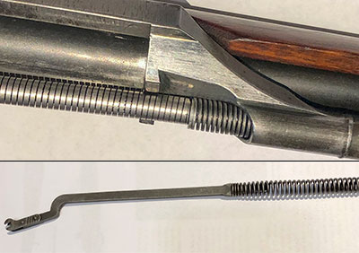 gas trap M1 rifle is fitted with a “square wire” operating rod spring and separate compensating spring