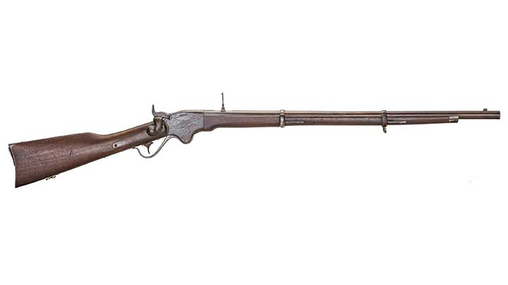 The Fifth Company of Toronto’s Queens Own Rifles was armed with .52 caliber Spencer repeating rifles at the Battle of Ridegeway, although a few of the men carried Spencer carbines. Courtesy of the National Firearms Museum.