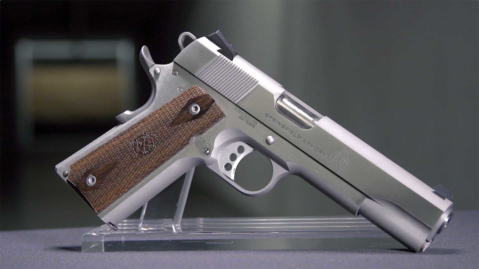 Right side of the stainless-steel Springfield Armory Garrison 1911 chambered in 9mm Luger.