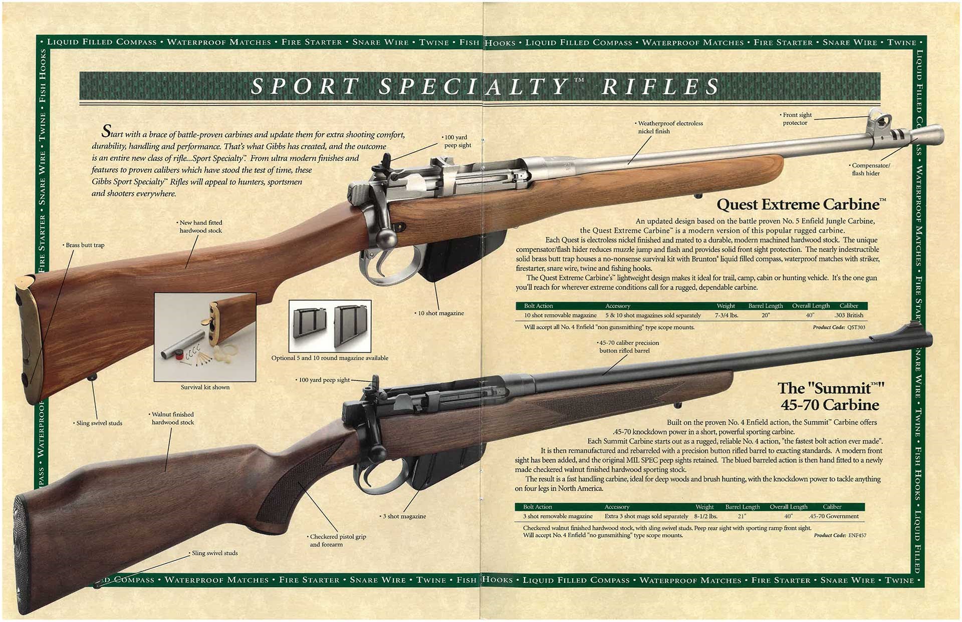 Gibbs Sport Specialty rifles catalog page.