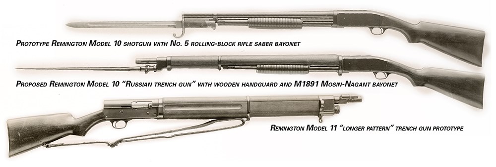 Prototype Remington Model 10 shotgun with No. 5 rolling-block rifle saber bayonet