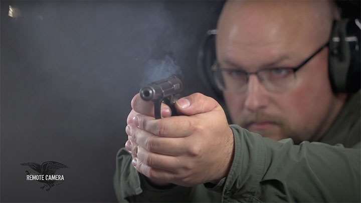 Shooting an Astra 300 pistol.