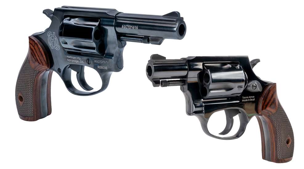 Two models of the Heritage Mfg. Roscoe revolver series shown side by side.