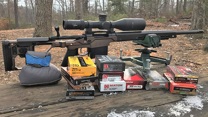 The Christensen MPR was tested with a variety of ammunition types to make sure it handled all well. Various .300WinMag loadings from Black Hills Ammunition, Federal, Barnes, SIG SAUER and Hornady provided the basis for our accuracy results.