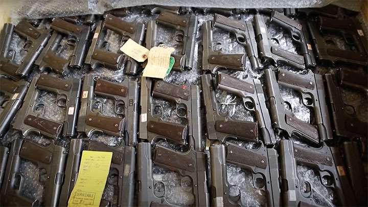 Another view inside a crate containing M1911 pistols in the CMP 1911 vault.