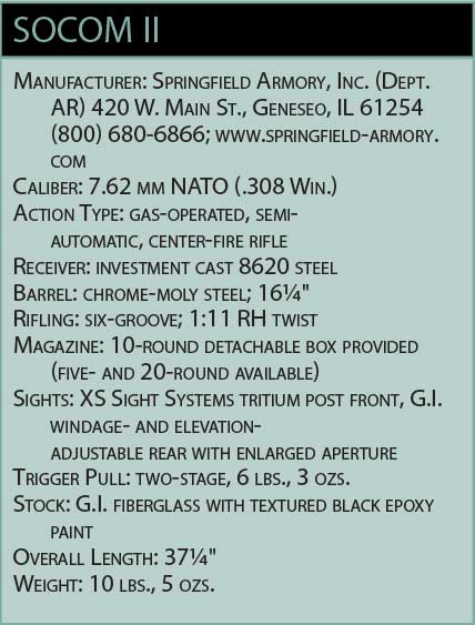 Springfield Armory SOCOM II Specifcation Table