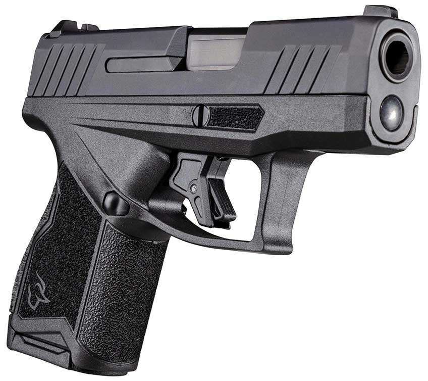 muzzle barrel dynamic view of black pistol handgun Taurus GX4