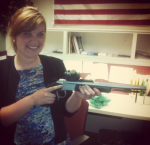 The author and her CVA Optima V2 muzzleloading pistol.