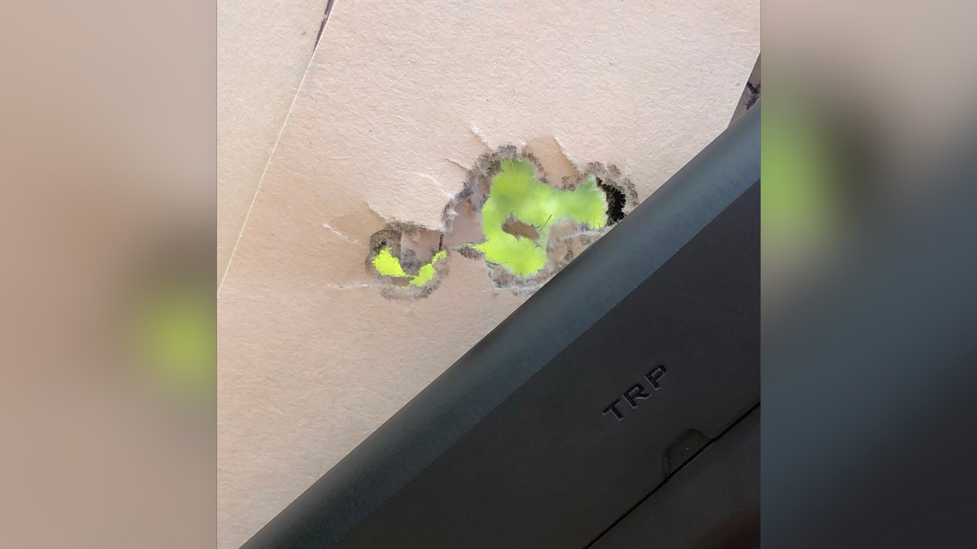 Image overlay gun springfield armory trp pistol black metal crop closeup bullet holes group tight
