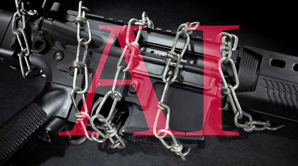 AI overlay red text over chains rifle carbine ar-15