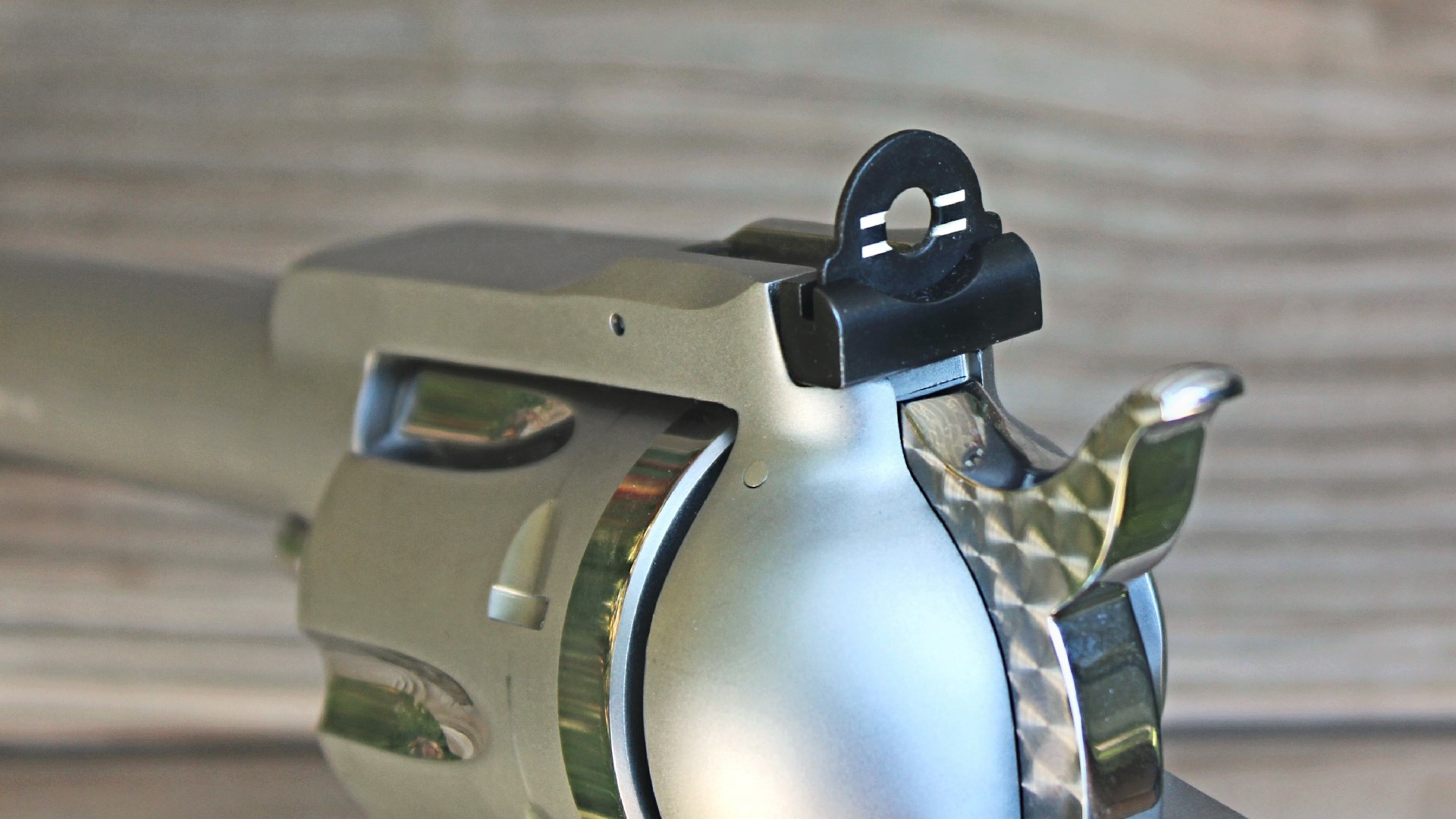 The Omega peep sight allows for the sight picture to be adjusted up or down depending on target distance.