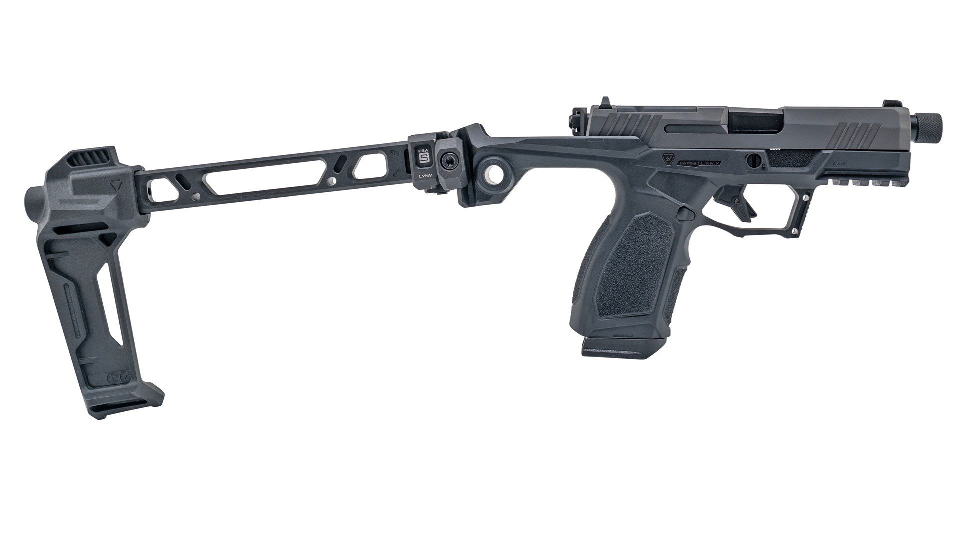 Right side of the Taurus GX4 Strike Bravo with a pistol-stabilizing brace installed.