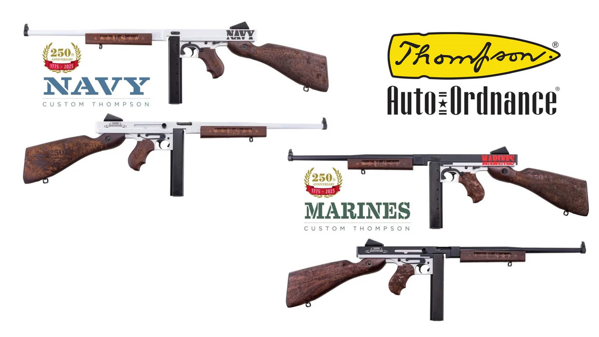 Thompson Auto Ordnance text NAVY MARINES commemorative guns