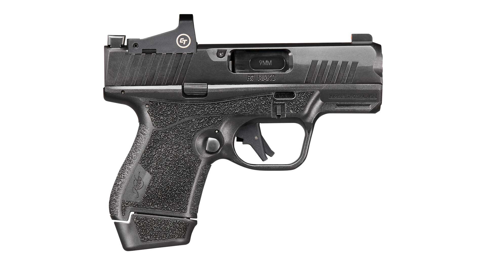 Kimber R7 Mako micro-compact handgun shown with a 13-round extended magazine.