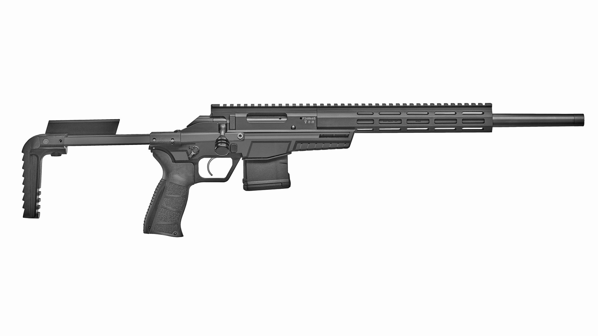 Right side of the all-black CZ 600+ Trail rifle.
