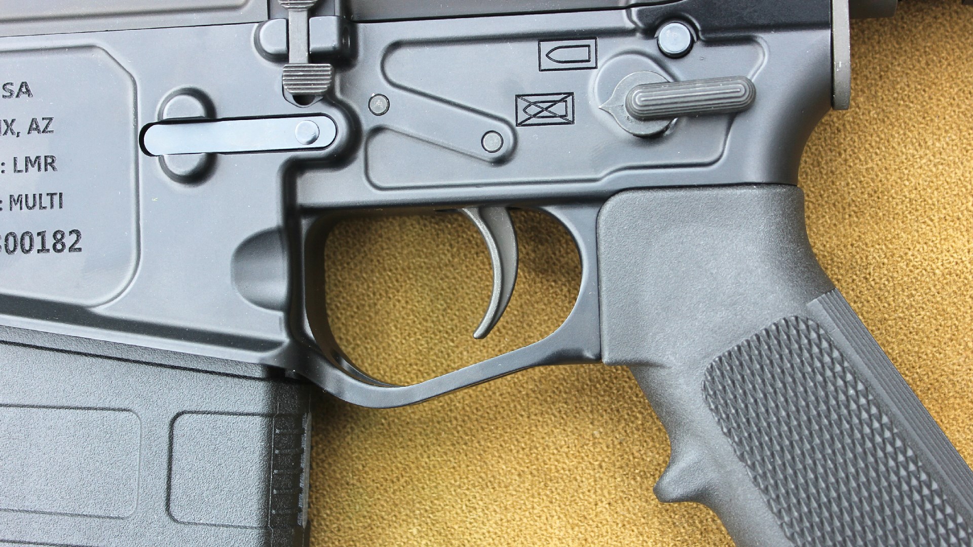 POF USA LMR Base lower receiver left-side view closeup trigger safety and grip