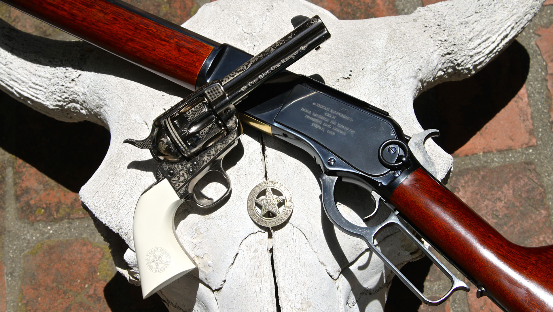 Located in Fredericksburg, Texas, Cimarron Firearms pays tribute to the Texas Rangers with their nickeled Texas Ranger laser-engraved single action in .45 Colt ($967) and their 1876 Texas Ranger “Presidio” .50-95 Short Rifle, which commemorates an 1883 battle engaged by Co. E. ($2,118). A portion of the sales of each Texas Ranger gun is being donated by Cimarron to the Texas Ranger Heritage Center in Fredericksburg.