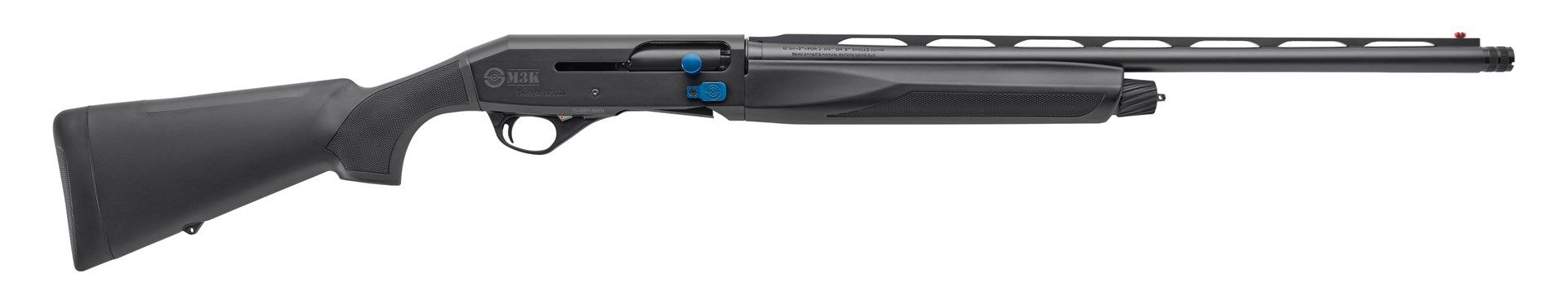 right-side view stoeger m3k 3-gun shotgun 12 gauge semi-automatic black gun blue accents controls