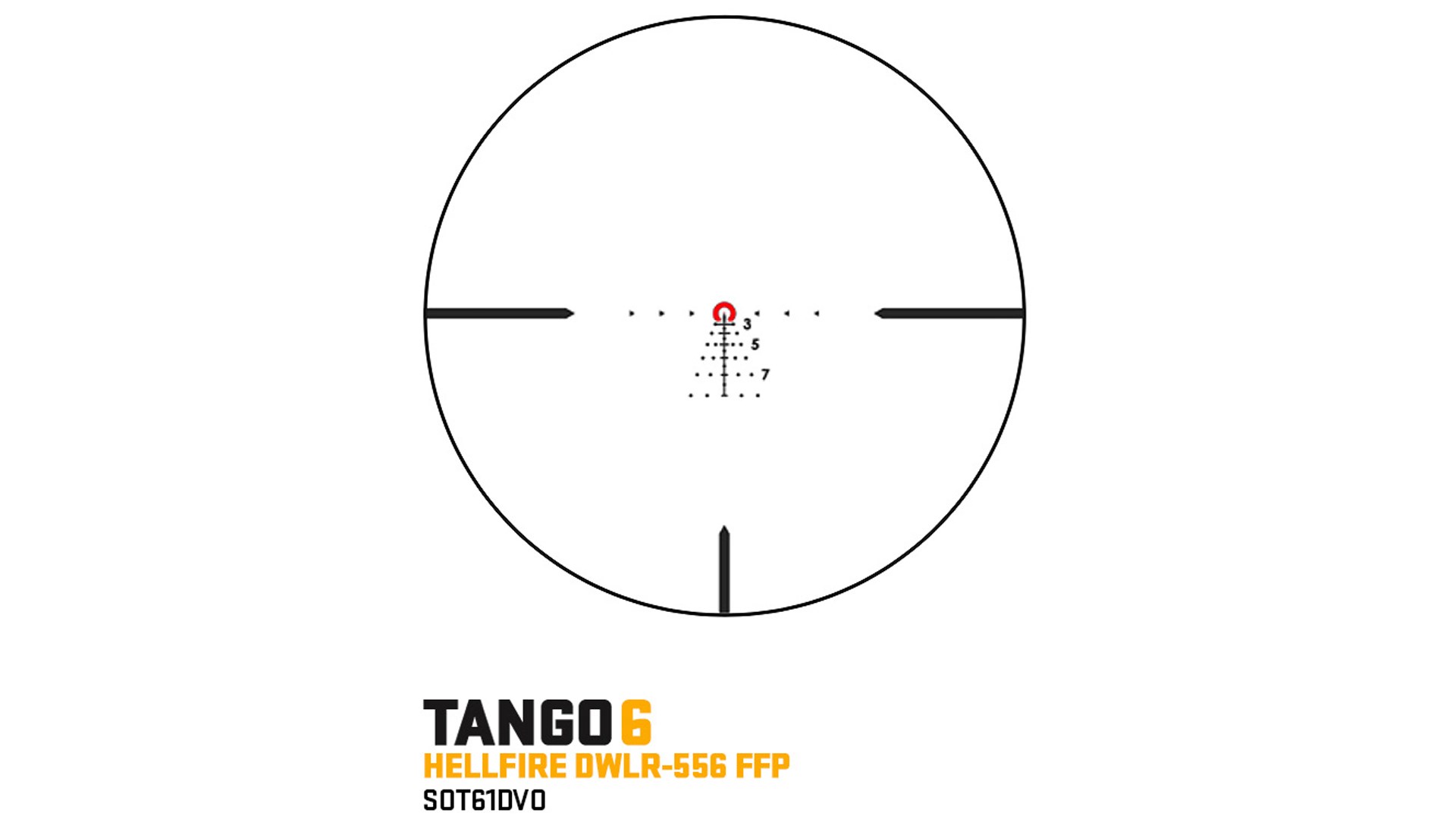 sig sauer tango6 hellfire dwlr-556 ffp reticle scope black circle red inner circle meridian line dotted tree ballistic
