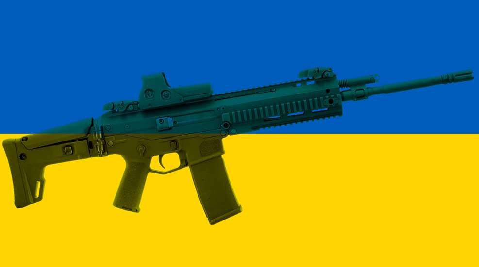 Bushmaster ACR on Ukraine flag
