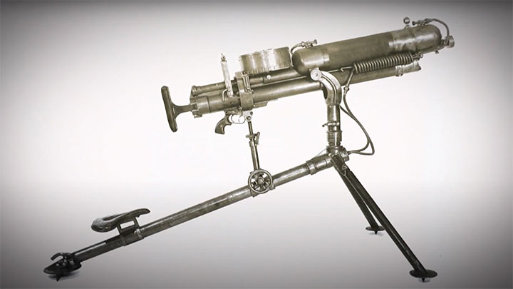 One of the McClean prototype machine guns, off which Issac Newton Lewis borrowed design features for his own machine gun.