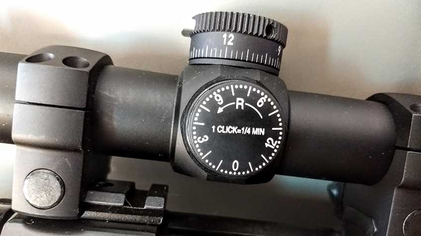 The Leupold VX-3i’s elevation and windage (shown) controls operate at very precise ¼ MOA adjustments