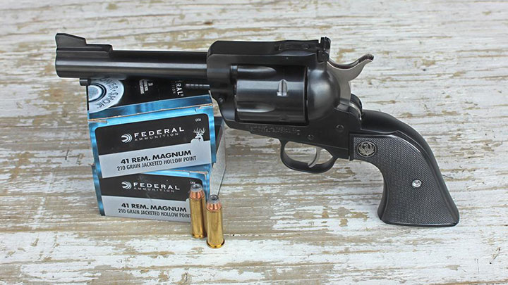The Ruger Blackhawk chambered in .41 Rem. Mag. before being refinished and laser engraved.
