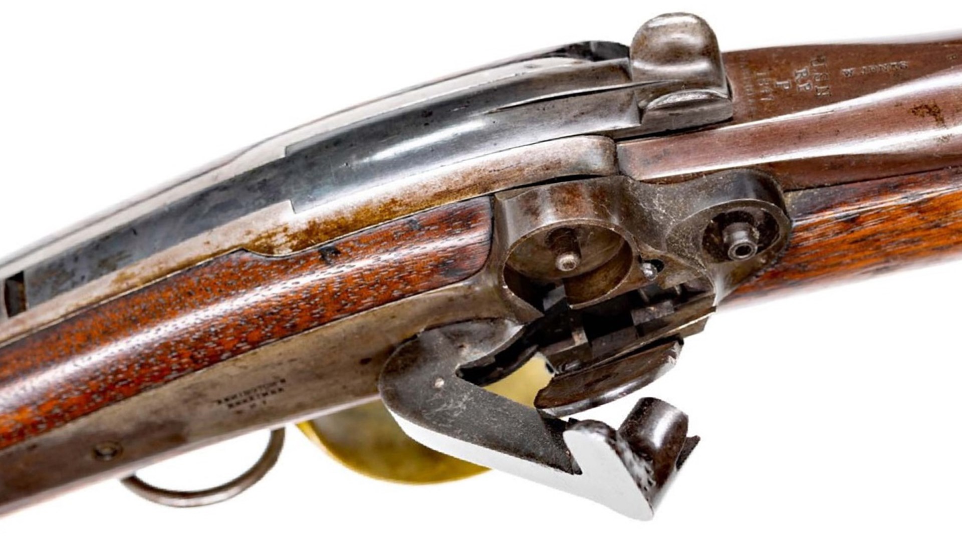 Jenks breechloading carbine closeup of action priming system Maynard tape