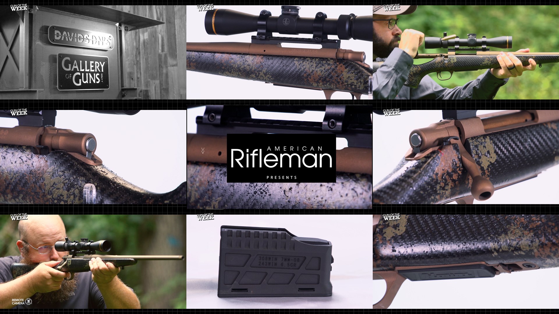 Nine images tiles mosaic gun rifle men shooting bolt-action HOWA M1500 SUPER LITE CARBON