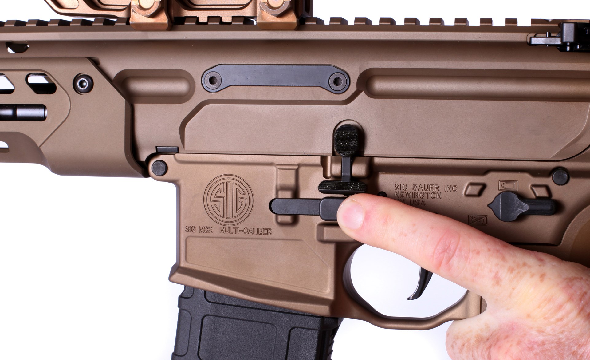 sig sauer mcx spear lt left side controls finger demonstration