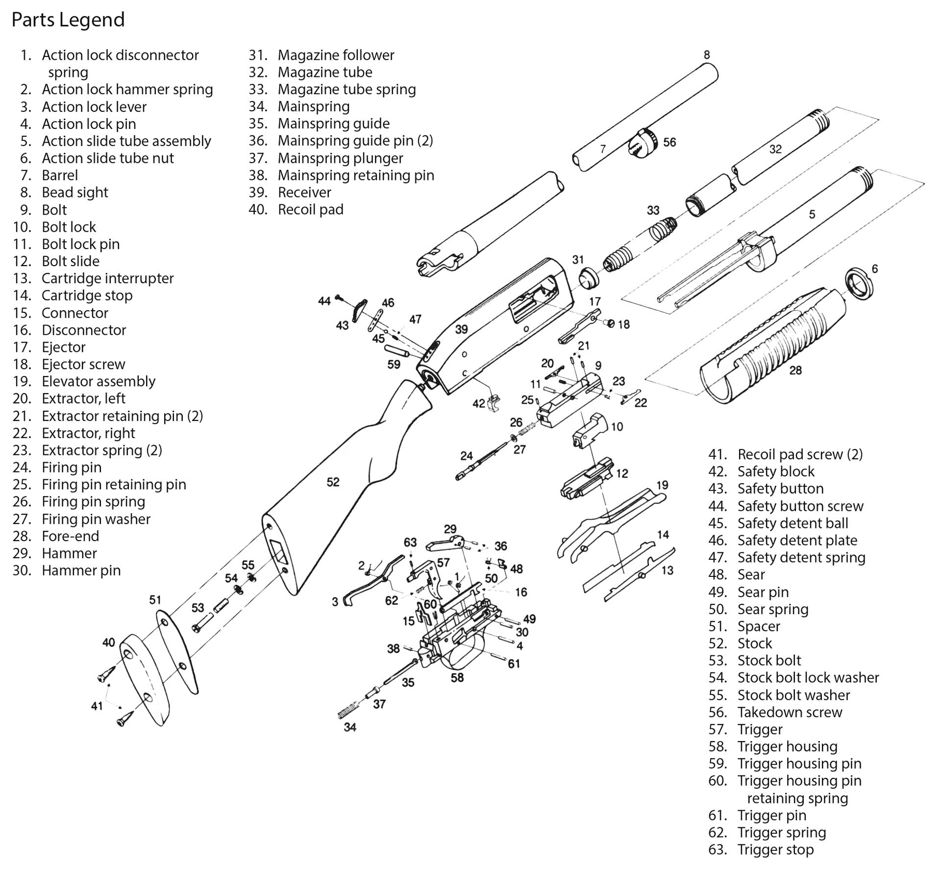 parts drawing gun shotgun diagram schematic disassembly