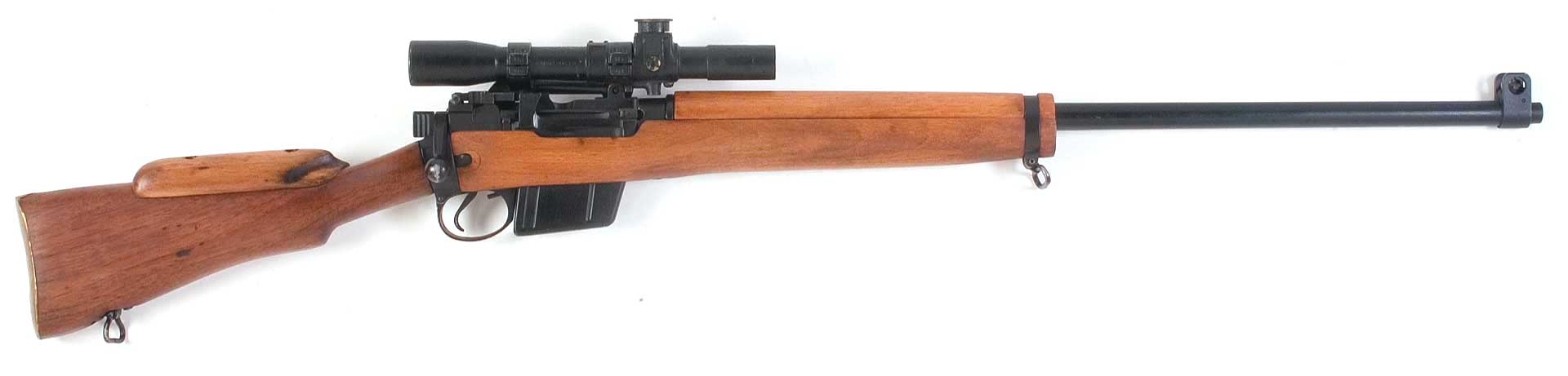 right side British sniper rifle wood metal gun bolt-action