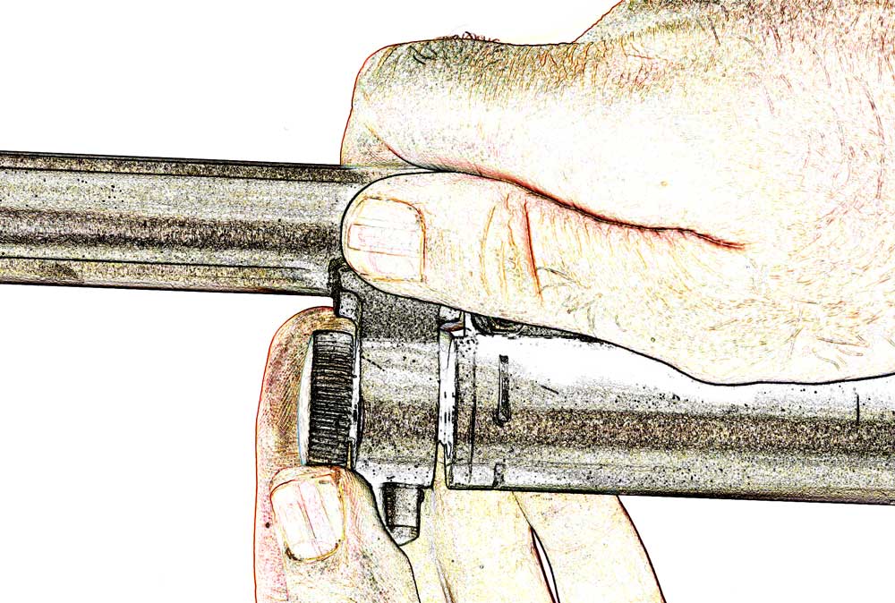 drawing hands gun parts diasassembly metal cartoonized