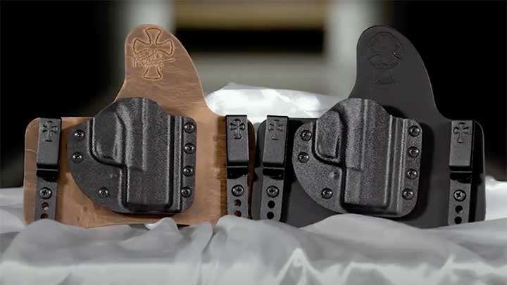 The CrossBreed Hybrid ST2 IWB holster in the color options of black and brown leather.